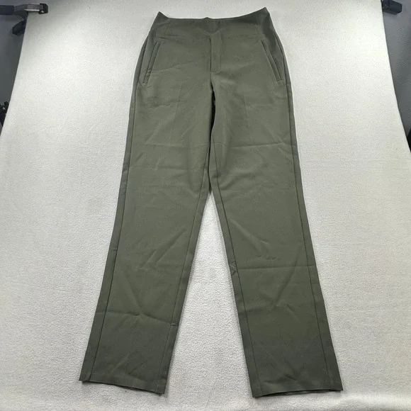 Athleta Pants Womens 8 Tall Olive Green Endless High Rise Straight Leg Stretch - Picture 2 of 12